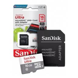 Memoria Sandisk Ultra 16gb Clase 10 80mb Full Hd C/adaptador